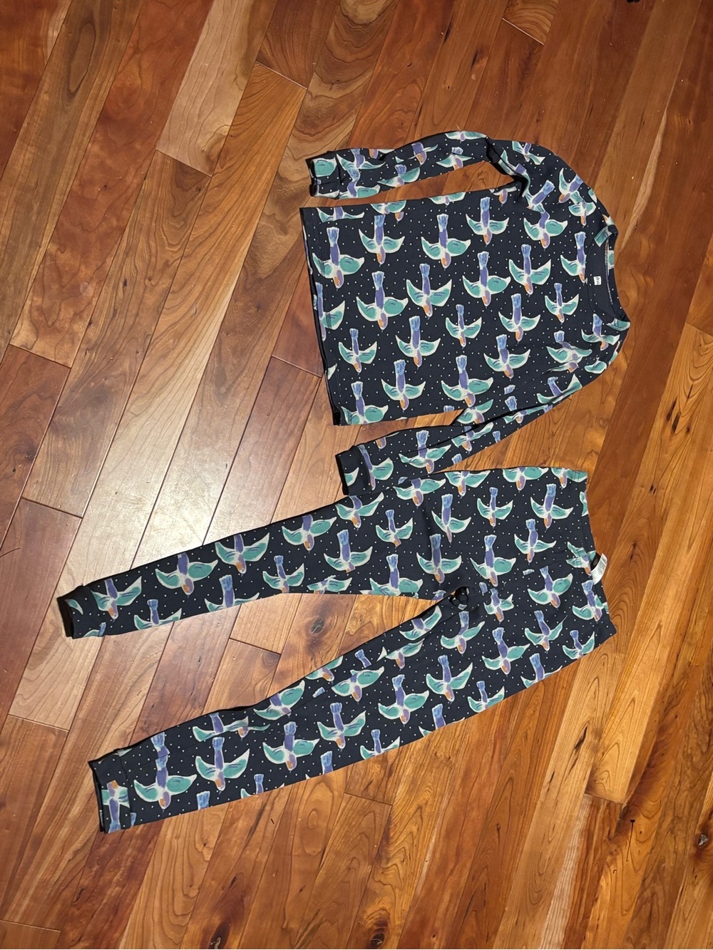 Tea Collection Bird Pajama Set with Teal and Purple Accents